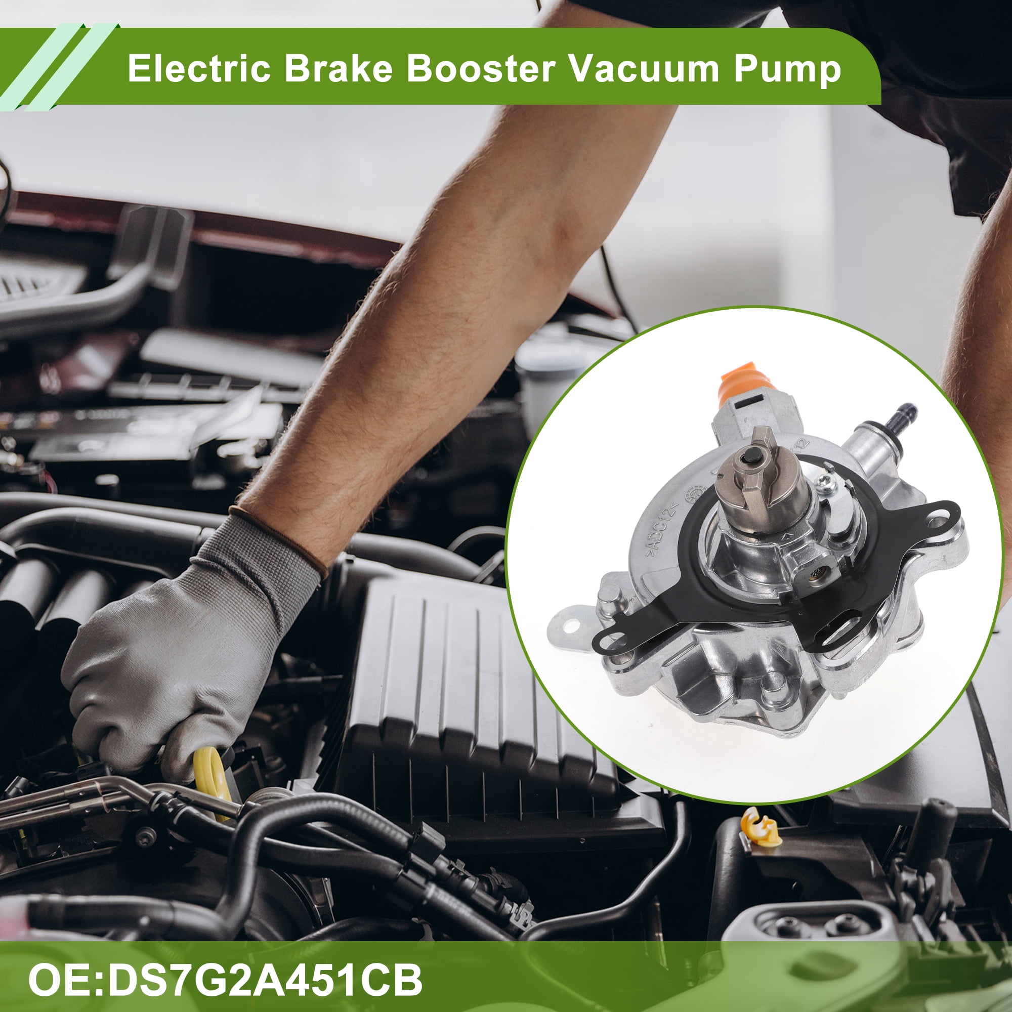 Unique Bargains Brake Vacuum Pump No.DS7G2A451CB Engine Vacuum Pump for Ford Escape 1.5L 2017-2019 Aluminum Alloy Silver Tone 1 Pcs
