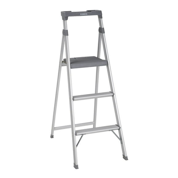 COSCO 3 Step Connection Step Stool ( White & Gray, 8ft 10in Max Reach), Step Stools