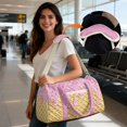 thumbnail image 2 of Garronmavis Large Quilted Duffle Bag for Women, Ice Cream Waffle Print Weekender Bag Overnight Travel Gym Dance Bag with Zipper Pockets Carry On Travel Bag for Trips, Sports, 2 of 7