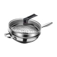 thumbnail image 4 of Sartén wok de acero inoxidable con tapa y rejilla para vaporera, mango ergonómico grande 34cm, 4 of 9