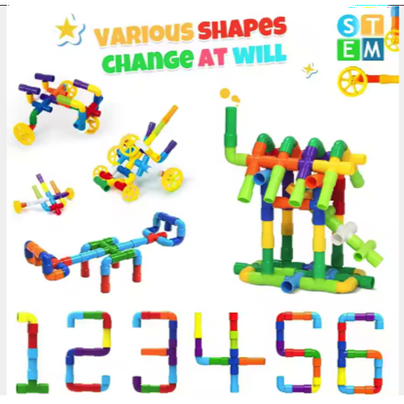 100-Piece DIY Plastic Tube STEM Building Block Set, Creative Construction Toy