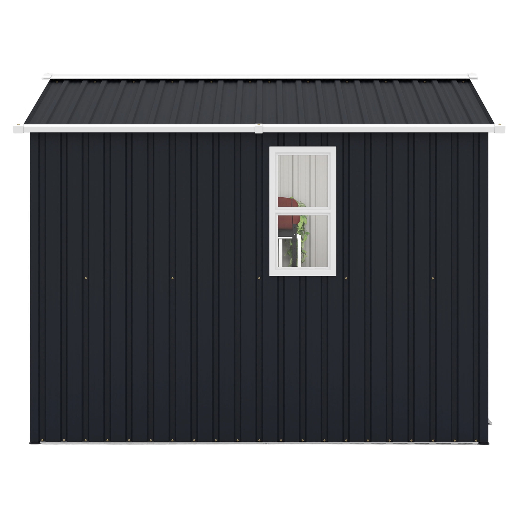 Noble House 8 x 6 FT Outdoor Metal Tool Storage Shed with Lockable Doors and Air Vents, Waterproof Garden Shed, Dark Gray