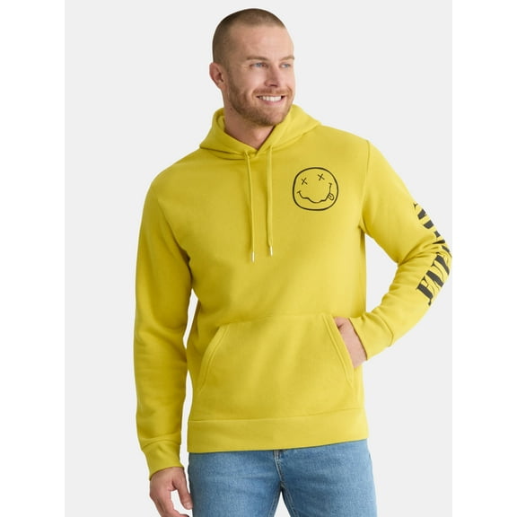 Nirvana Men's & Big Men's Smiley Graphic Pullover Hoodie Sweatshirt, Sizes XS-3XL