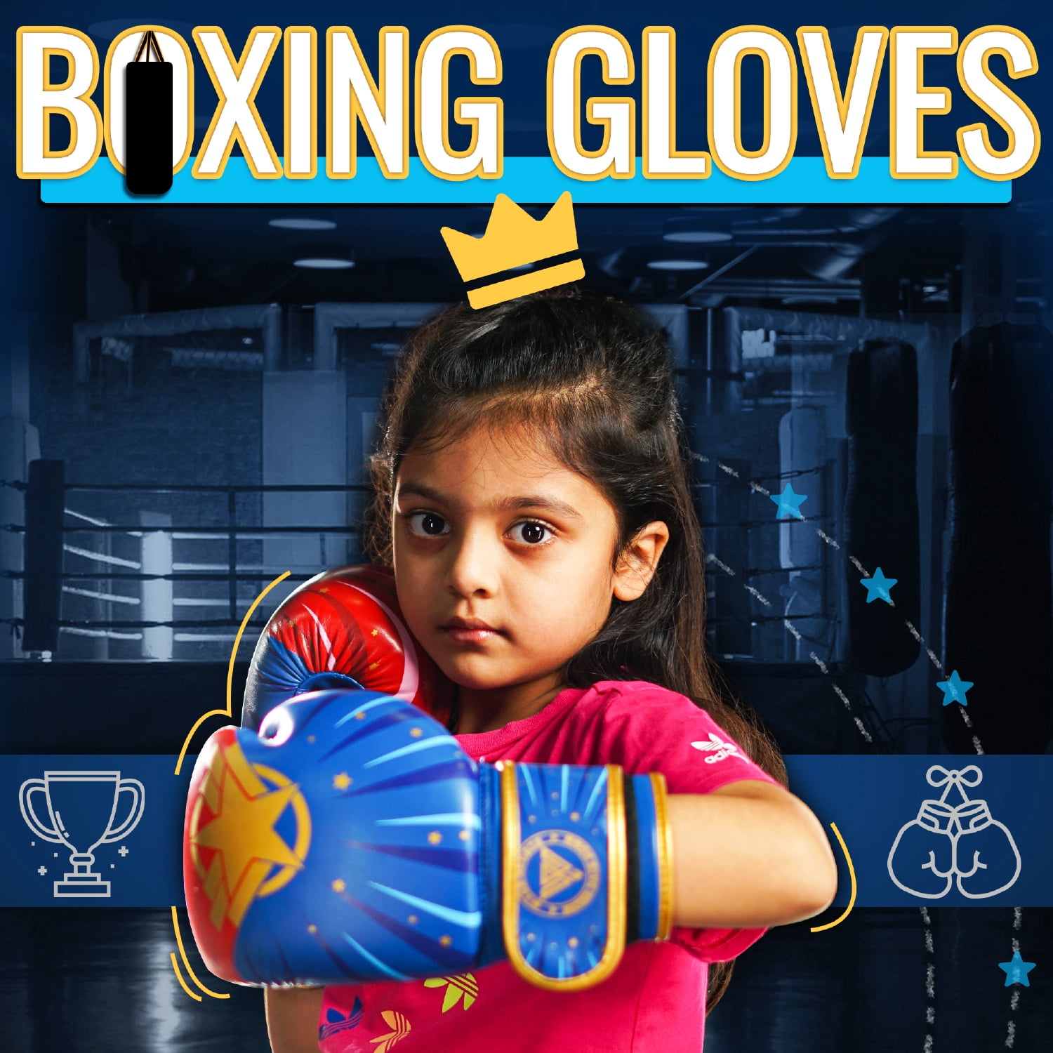 WYOX 6oz Kids Boxing Gloves – Golden Star | Kids Training, MMA, Kickboxing, Sparring, Punching & Strength
