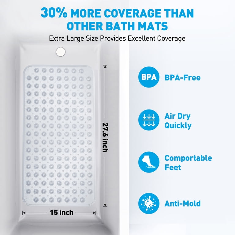 GPED 27.6x15 Non-Slip Bath Mat with Suction Cups, Clear photo 6