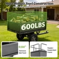 thumbnail image 6 of 600LB Heavy Duty Steel Dump Cart Trailer, 17 Cu.Ft. Tow Behind Hauling Wagon for ATV, Lawn Tractor and Garden with 16” Tires, Black, 6 of 15