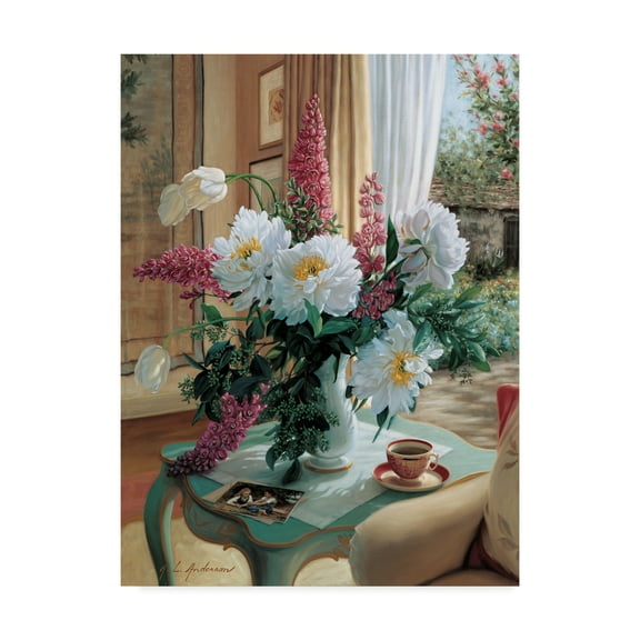 Trademark Fine Art 'Tea At Marguerites' Canvas Art by Robin Anderson