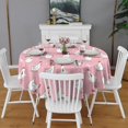 thumbnail image 2 of Pink Chicken Pattern Round Tablecloth 60"x60",Wrinkle Wipeable Table Cloth for Kitchen Dining Room Picnic Patio Party, 2 of 6
