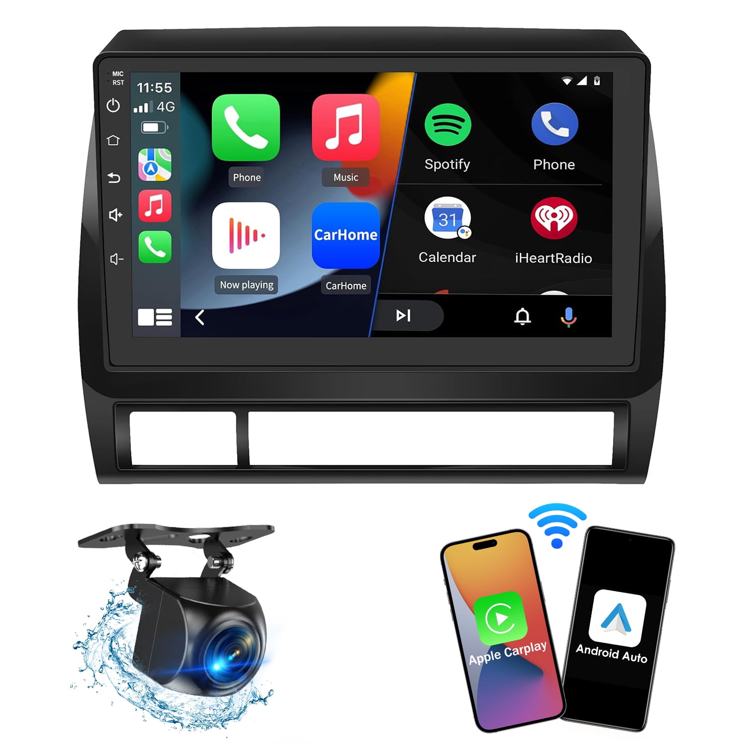 9 inch Car Radio Stereo Head Unit Upgrade for Toyota Tacoma 2005-2015 with Android12/5G WiFi/Wireless CarPlay/Android Auto/Touch Screen/GPS Navigation/Bluetooth/FM Radio/AHD Backup Camera(2G+32G)