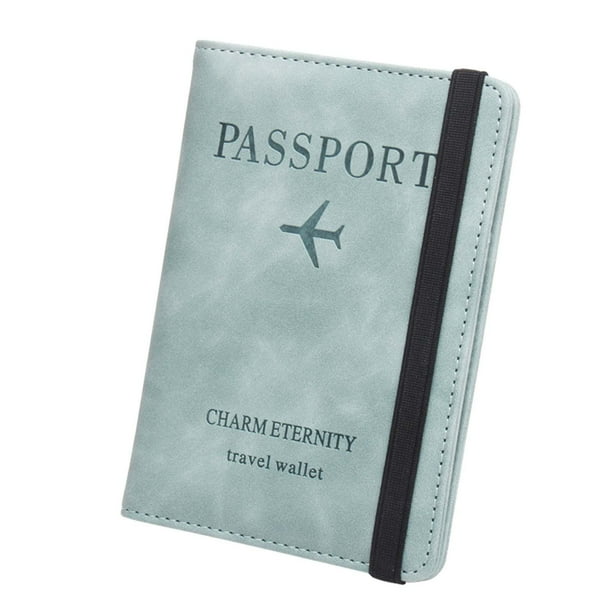 Protector de cubierta de pasaporte Yinane Cartera de viaje con bloqueo RFID Verde Titular del pasaporte
