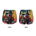 thumbnail image 5 of Picia Retro Bulldog Sunglasses Pattern Women's 2 in 1 Athletic Running Shorts High Waisted Workout Casual Gym Sweat Shorts with Comfy Liner Zipper Pockets-Large, 5 of 9