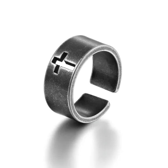 GKNET Stainless Steel Mens Christian Cross Band Ring Men Women Silver Size 5-14-12