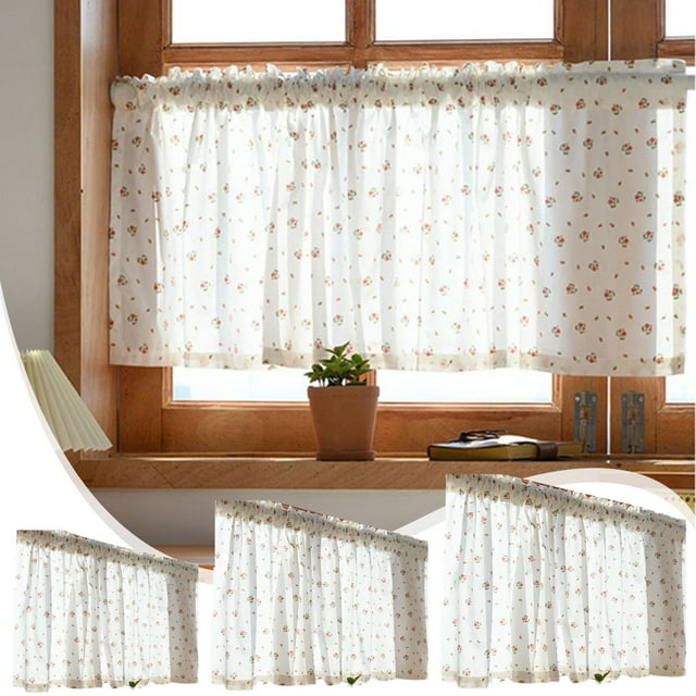 Sentmoon Rideaux Transparents Rideaux de Porte Fenêtre de Porte Roses Froissées pour Cuisine Rideaux de Porte Intérieur Maison Chambre Rideaux à Effet Drift Rideau Moustiquaire Cloison 17,7 Pouces Multicolore
