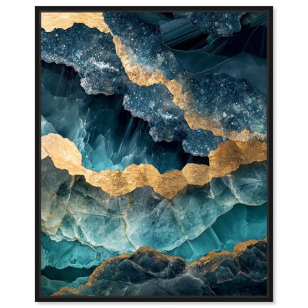 Power Edge II Canvas Teal Abstract Art by Art Remedy Black Frame 24 x 30