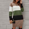 thumbnail image 4 of Odeerbi Sweaters For Women Fall Winter Knit Sweater Trendy Long Sleeves Crew Neck Loose Color Matching Tops Blouse Green, 4 of 5