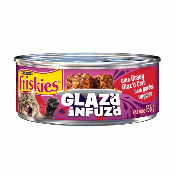 Friskies Glaz'd & Infuz'd Avec crabe laqué, Nourriture Humide pour Chats, 156 g