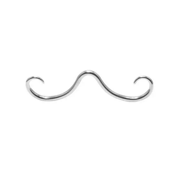 GKNET Funny Stainless Steel Moustache Shape Nose Ring Piercing Delicate Jewelry 16G Women Men-Silver-1.2*62mm