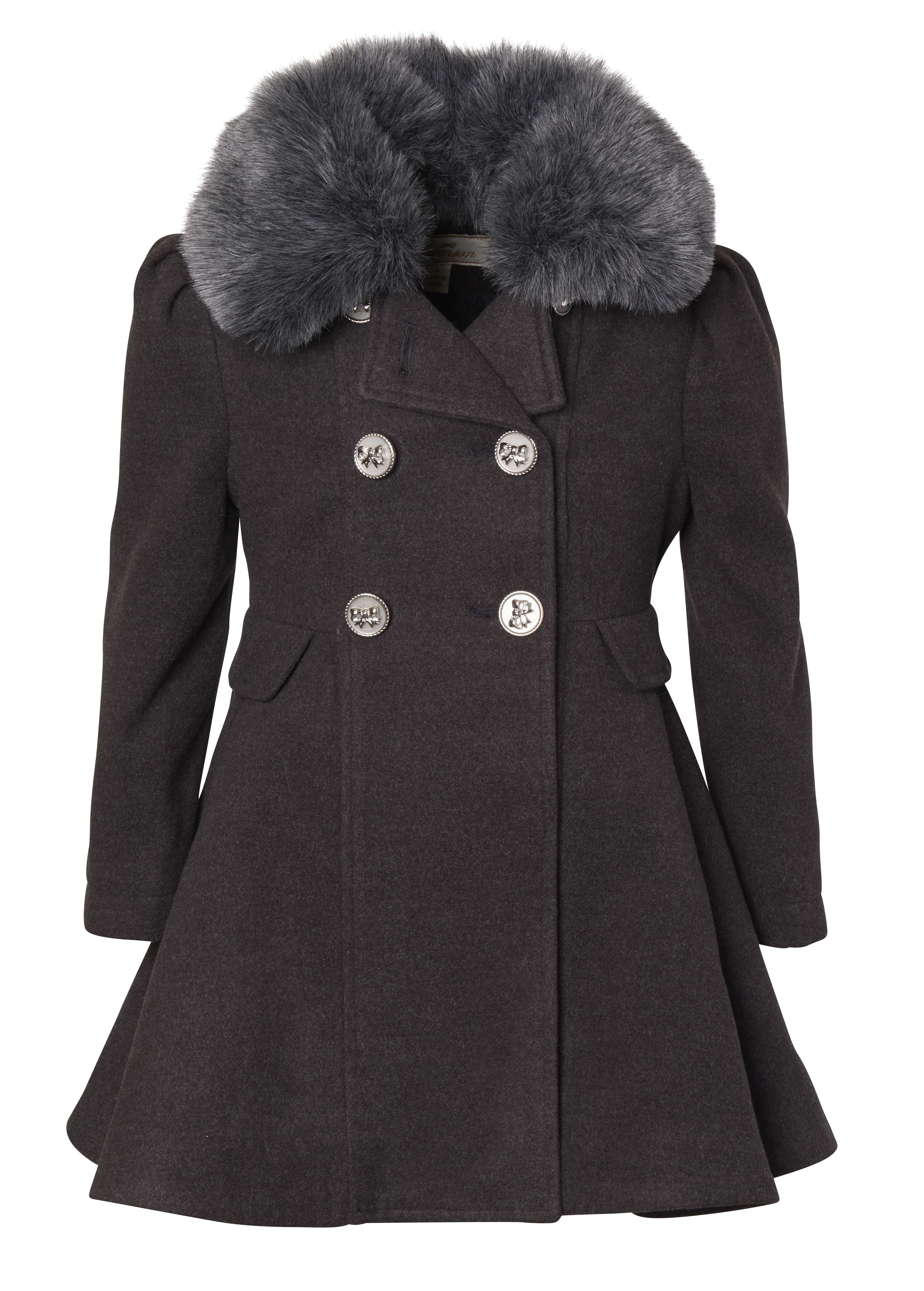 Cremson Girls Wool Blend Hooded Ruffle Winter Dress Pea Coat Jacket 