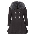 thumbnail image 2 of Cremson Girls’ Wool Blend Princess Winter Dress Pea Coat Jacket Faux Fur Collar - Charcoal (Size 16), 2 of 5