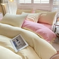 thumbnail image 5 of Xaoshaoyi Queen Comforter Set 4Pcs Light Beige Bedding Comforter Sets Full Washable Cotton Solid Color Bed Sheet Duvet Cover And Pillowcases(Yellow), 5 of 9