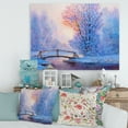 thumbnail image 2 of Winter Landscape With A Bridge and A River 8 in x 12 in Painting Canvas Art Print, by Designart, 2 of 4