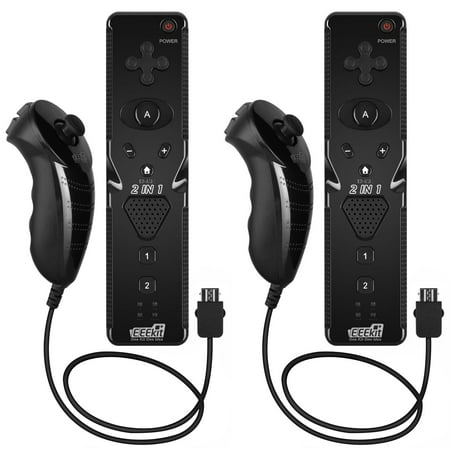 Wii Sports Resort Motion Plus EEEKit 2 Packs Built in Motion Plus and Remote and Nunchuck Controller Set for Nintendo Wii Game Console with Wrist Strap ()