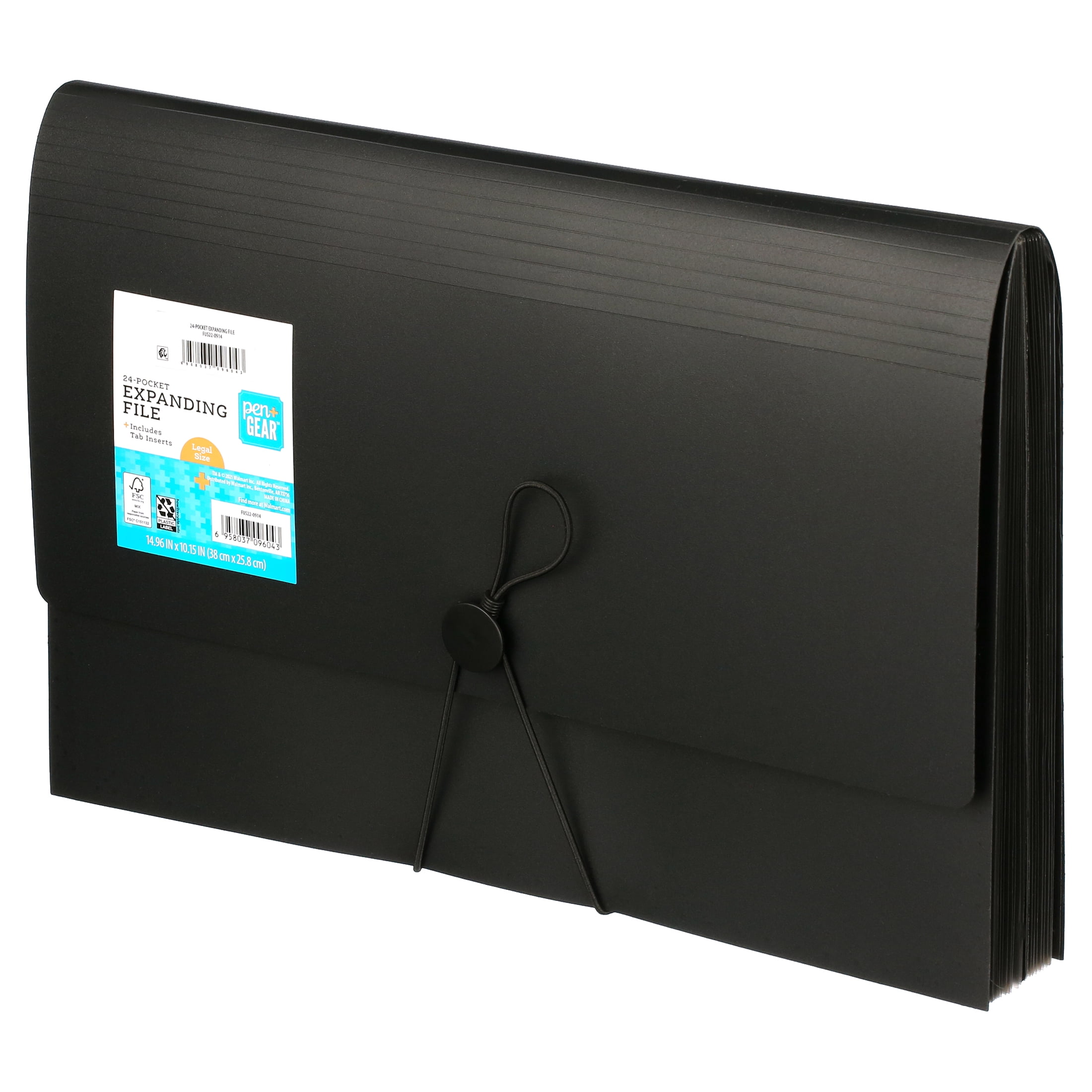 (3 pack) Pen+Gear 24-Pocket Poly Expanding File Organizer, Black File Folders, 10.16", New Freestanding