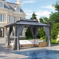 thumbnail image 5 of Clouddwell 10'x12' Hardtop Gazebo - Polycarbonate Double Roof with Netting & Curtains for Patio, Garden Sun Protection,Gray, 5 of 6