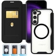 thumbnail image 2 of Case for Galaxy A34 5G,Clear Back Design Heavy Duty Drop Protection Anti Theft Flip Leather Wallet Card Holder Shockproof with Wireless Charge Phone Case for Samsung Galaxy A34 5G (Black), 2 of 9