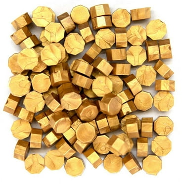100Pcs Sealing Wax Seal Beans Stamp Beads for Vintage Craft Envelope Wedding Wax Seal Ancient Sealing Wax Tools -Golden