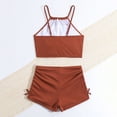 thumbnail image 7 of Girls Tankini Swimsuit 2 Piece Set – UPF 50+ Short Sleeve Bathing Suit with Shorts & Ruffle Top, Toddler Swimsuit for Beach Vacation Summer, Age 12-16(Brown/16Y), 7 of 7