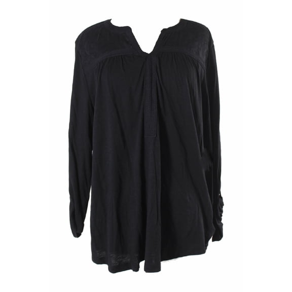 Style & Co Womens Black Jacquard Roll-Tab Tunic S