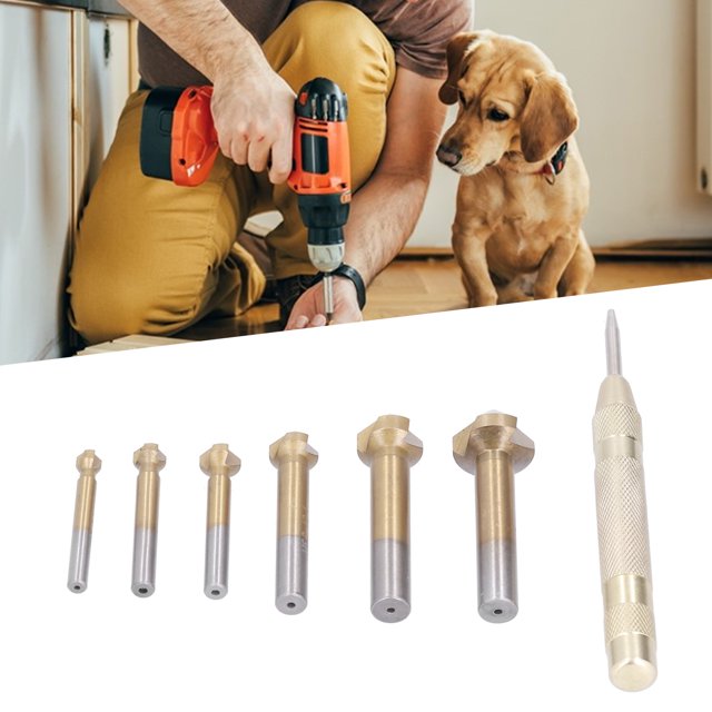 ANGGREK 90° Centre Poinçon Outil Ensemble, Countersink Foret Ensemble, 7pcs Countersink Foret Ensemble Titanize Robuste Résistant à la Rouille 90 Degrés contre les Forets de Puits pour les Ouvertures en Bois