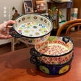 thumbnail image 4 of 880ML Multifunctional Oven Casserole Ceramic Baking Pan Round Double Ear Vintage Baking Pan, 4 of 6