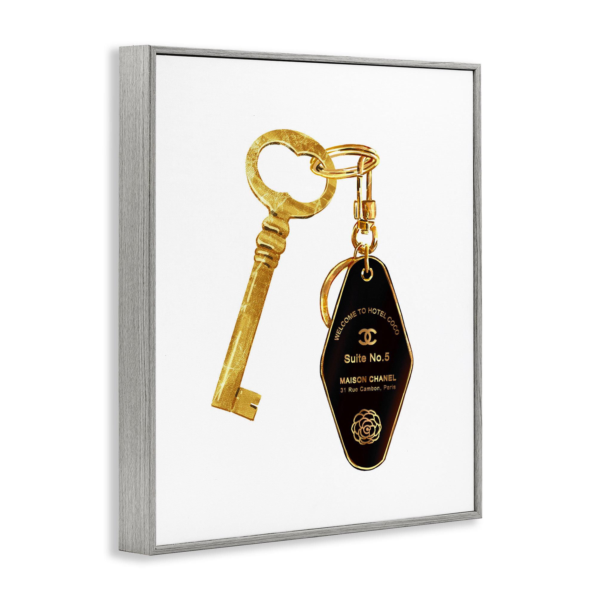 Luxury Fashion Key Gray Framed Giclee Art, design by Ziwei Li