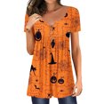 thumbnail image 2 of Blusa informal con estampado de botones y cuello en V de manga corta a la moda para mujer Pompotops qwe23227, 2 of 5
