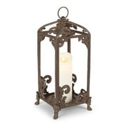 GG Collection  Tall Brown Metal Acanthus Leaf Lantern