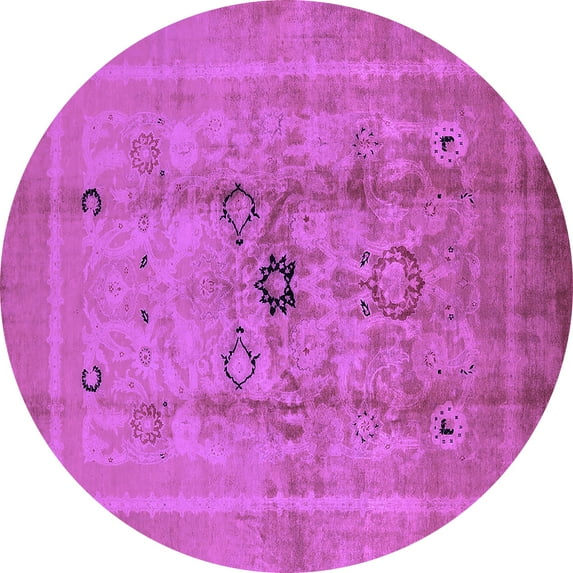 Ahgly Company Indoor Round Oriental Purple Industrial Area Rugs, 7' Round