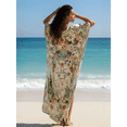thumbnail image 2 of Oussum Women Plus Size Satin V-Neck Kaftan Maxi Dress Beach Cover Up​ Fits Up To 1X-3X, 2 of 2