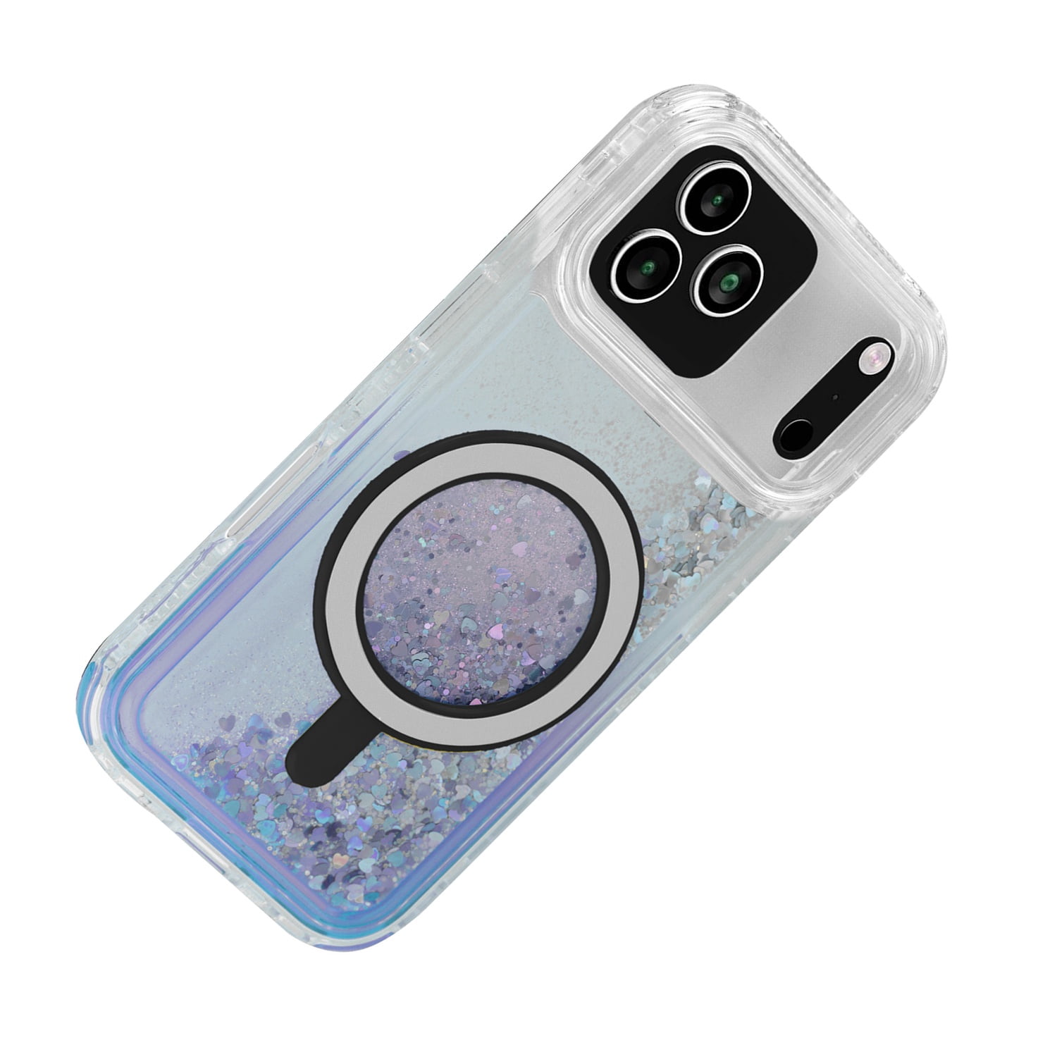 Durable Wireless Charging Protective Glitter Liquid Bumper Case for iPhone 17 Pro Max - Blue