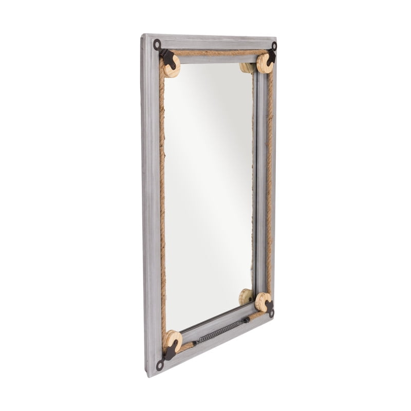 Clara Nautical Rectangular Wood Wall Mirror - Gray - 36.25"H x 24"W