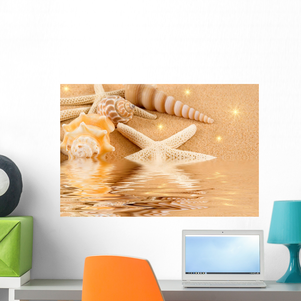 Starfish and Seashells Wall Mural Decal by Wallmonkeys Vinyl Peel and ...