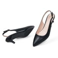 thumbnail image 3 of Yunkctuk Low Kitten Heels Women's Slingback Dressy Pumps Pointed Closed Toe Ankle Strap Elegant Wedding Pumps Formal Comfortable Shoes, 3 of 7