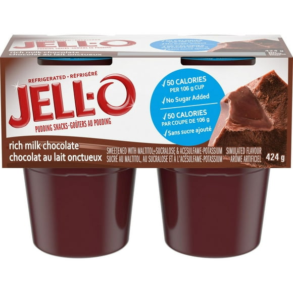 Goûters au pouding Jell-O réfrigérés Chocolat au lait onctueux 424 g
