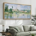 thumbnail image 5 of IDEA4WALL Extra Large Framed Canvas Print Wall Art Riverside Townscape Classic Fine Art Historic European Village Beside River Retro Wall Decor Oversized Artwork for Rooms - 60"x30", 5 of 5