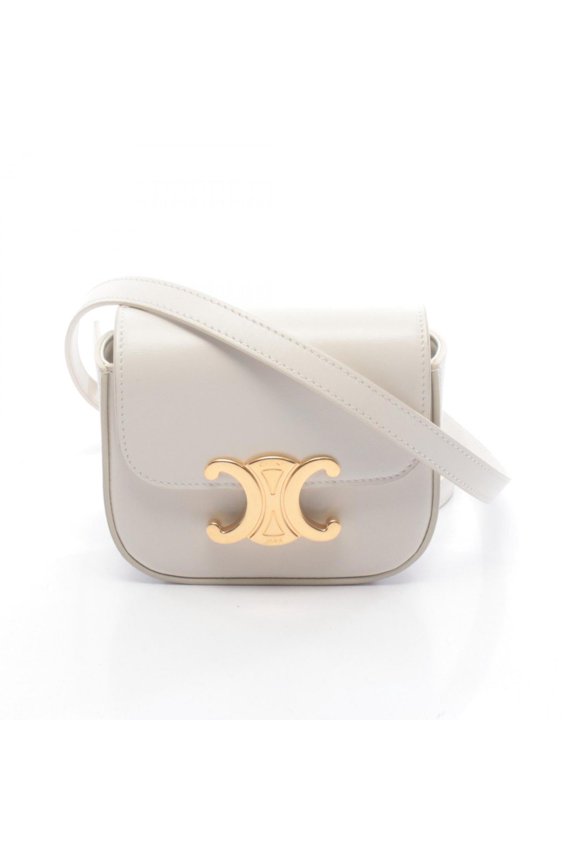 Pre-Owned Celine Mini Claude Triomphe Shoulder Bag Handbag Leather Women's White 10I513DPV