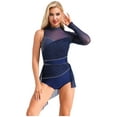 thumbnail image 1 of Aiihoo Womens Sparkly Rhinestones Figure Skating Dress Mesh Skirted Leotard Performance Costume NavyBlue S, 1 of 7
