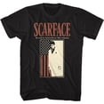 thumbnail image 1 of Scarface Scarface With Flag Black Adult T-Shirt, 1 of 2