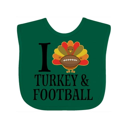 

Inktastic Thanksgiving Day I Love Turkey And Football Gift Baby Boy or Baby Girl Bib