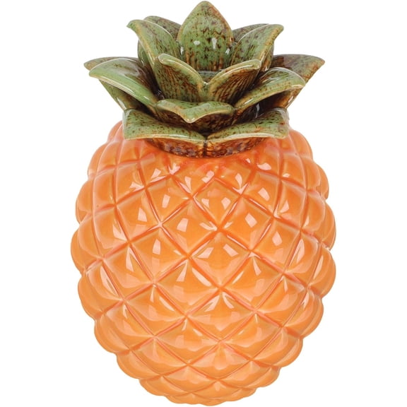 Ceramic Pineapple Tea Canister with Airtight Seal, Orange Glaze Loose Leaf Tea Jar, Decorative Kitchen Food Storage Container